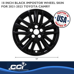 Coast to Coast Wheel Skin, Impostor ®, 18 Inch, 15 Spokes, Snap-On, Painted, Gloss Black, ABS Plastic, Set of 4 – IMP480BLK