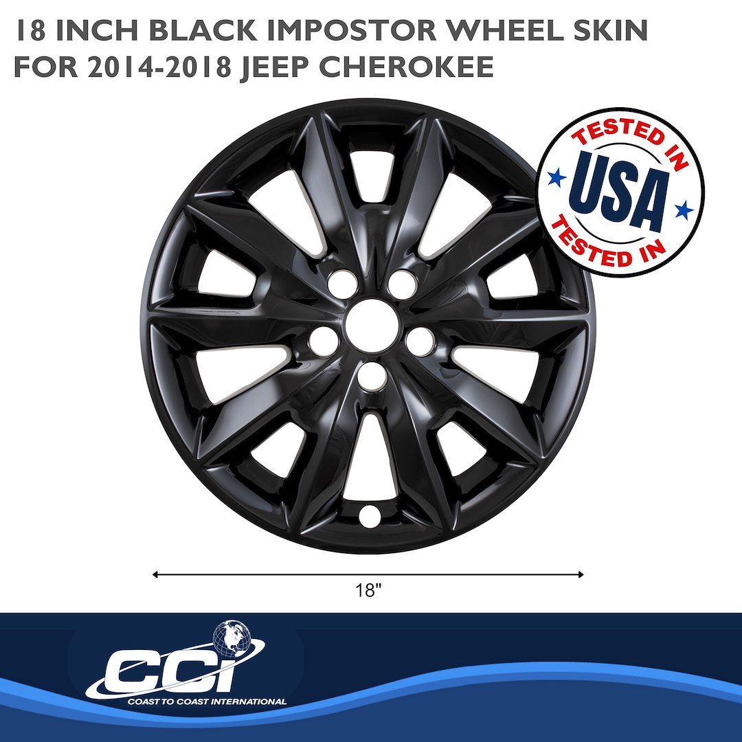Coast to Coast Wheel Skin, Impostor ®, 18 Inch, 10 Spokes, Snap-On, Painted, Gloss Black, ABS Plastic, Not Compatible with Steel Wheels – IWCIMP481BLK