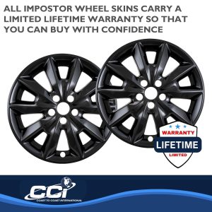 Coast to Coast Wheel Skin, Impostor ®, 18 Inch, 10 Spokes, Snap-On, Painted, Gloss Black, ABS Plastic, Not Compatible with Steel Wheels – IWCIMP481BLK