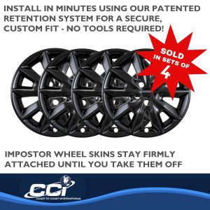 Coast to Coast Wheel Skin, Impostor ®, 18 Inch, 10 Spokes, Snap-On, Painted, Gloss Black, ABS Plastic, Not Compatible with Steel Wheels – IWCIMP481BLK