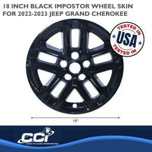 Coast to Coast Wheel Skin, Impostor ®, 18 Inch, 5 Y Spokes, Snap-On, Painted, Gloss Black, ABS Plastic – IWCIMP482BLK