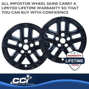 Coast to Coast Wheel Skin, Impostor ®, 18 Inch, 5 Y Spokes, Snap-On, Painted, Gloss Black, ABS Plastic – IWCIMP482BLK