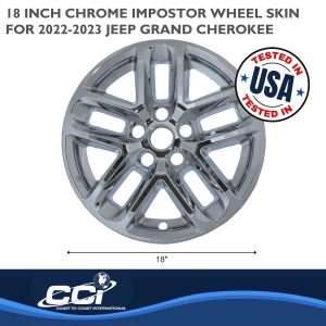 Coast to Coast Wheel Skin, Impostor ®, 18 Inch, 5 Y Spokes, Snap-On, Plated, Chrome, ABS Plastic, Not Compatible with Steel Wheels – IWCIMP482X