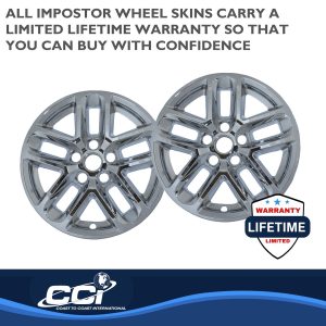Coast to Coast Wheel Skin, Impostor ®, 18 Inch, 5 Y Spokes, Snap-On, Plated, Chrome, ABS Plastic, Not Compatible with Steel Wheels – IWCIMP482X