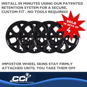 Coast to Coast Wheel Skin, Impostor ®, 18 Inch, 5 Y Spokes, Snap-On, Painted, Gloss Black, ABS Plastic – IWCIMP483BLK