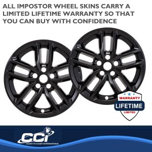 Coast to Coast Wheel Skin, Impostor ®, 20 Inch, 5 Double Spokes, Snap-On, Painted, Gloss Black, ABS Plastic, Set of 4 – IMP484BLK