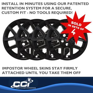 Coast to Coast Wheel Skin, Impostor ®, 17 Inch, 5 V Spokes, Snap-On, Painted, Gloss Black, ABS Plastic – IWCIMP486BLK