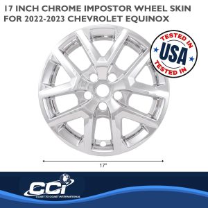 Coast to Coast Wheel Skin, Impostor ®, 17 Inch, 5 V Spokes, Snap-On, Plated, Chrome, ABS Plastic, Not Compatible with Steel Wheels – IWCIMP486X