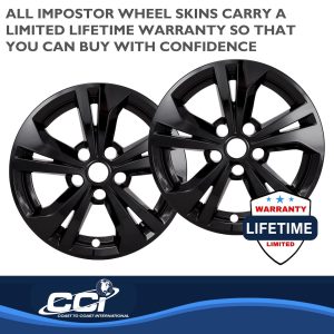 Coast to Coast Wheel Skin, Impostor ®, 16 Inch, 5 Directional Spokes, Snap-On, Painted, Gloss Black, ABS Plastic – IWCIMP487BLK