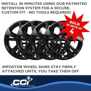 Coast to Coast Wheel Skin, Impostor ®, 16 Inch, 5 Directional Spokes, Snap-On, Painted, Gloss Black, ABS Plastic – IWCIMP487BLK