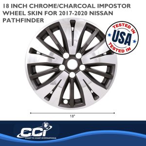 Coast to Coast Wheel Skin, Impostor ®, 18 Inch, 15 Spokes, Snap-On, Plated, Chrome/ Charcoal, ABS Plastic – IWCIMP488CC