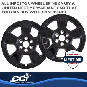 Coast to Coast Wheel Skin, Impostor ®, 20 Inch, 5 Spokes, Snap-On, Painted, Gloss Black, ABS Plastic, Not Compatible with Steel Wheels – IWCIMP490BLK