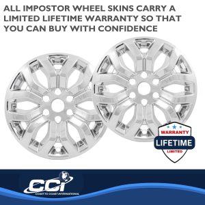 Coast to Coast Wheel Skin, Impostor ®, 18 Inch, 6 Y Spokes, Snap-On, Plated, Chrome, ABS Plastic, Set of 4, Fits Over and Into OEM Wheel – IMP491X