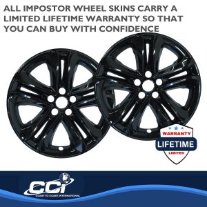 Coast to Coast Wheel Skin, Impostor ®, 18 Inch, 5 Double Spokes, Snap-On, Painted, Gloss Black, ABS Plastic, Set of 4 – IMP492BLK