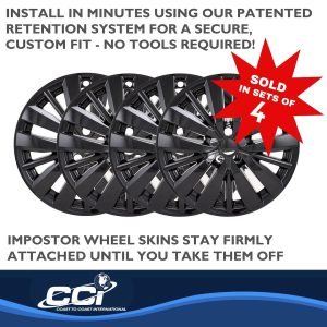 Coast to Coast Wheel Skin, Impostor ®, 20 Inch, 15 Spokes, Snap-On, Painted, Gloss Black, ABS Plastic, Not Compatible with Steel Wheels – IWCIMP501BLK