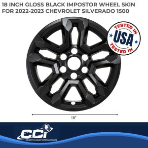 Coast to Coast Wheel Skin, Impostor ®, 18 Inch, 5 Double Spokes, Snap-On, Painted, Gloss Black, ABS Plastic, Set of 4 – IMP502BLK