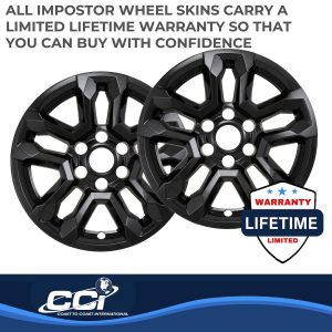 Coast to Coast Wheel Skin, Impostor ®, 18 Inch, 5 Double Spokes, Snap-On, Painted, Gloss Black, ABS Plastic, Set of 4 – IMP502BLK