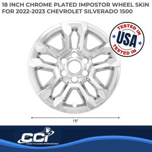 Coast to Coast Wheel Skin, Impostor ®, 18 Inch, 5 Double Spokes, Snap-On, Plated, Chrome, ABS Plastic, Set of 4 – IMP502X
