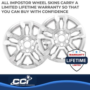 Coast to Coast Wheel Skin, Impostor ®, 18 Inch, 5 Double Spokes, Snap-On, Plated, Chrome, ABS Plastic, Set of 4 – IMP502X
