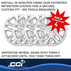 Coast to Coast Wheel Skin, Impostor ®, 18 Inch, 5 Double Spokes, Snap-On, Plated, Chrome, ABS Plastic, Set of 4 – IMP502X