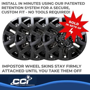 Coast to Coast Wheel Skin, Impostor ®, 17 Inch, 6 Y Spokes, Snap-On, Painted, Gloss Black, ABS Plastic – IWCIMP504BLK