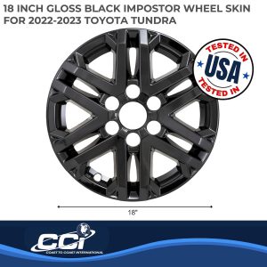 Coast to Coast Wheel Skin, Impostor ®, 18 Inch, 12 Spokes, Snap-On, Painted, Gloss Black, ABS Plastic, Not Compatible with Steel Wheels – IWCIMP505BLK