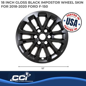 Coast to Coast Wheel Skin, Impostor ®, 18 Inch, 12 Spokes, Snap-On, Painted, Gloss Black, ABS Plastic, Not Compatible with Steel Wheels – IMP506BLK