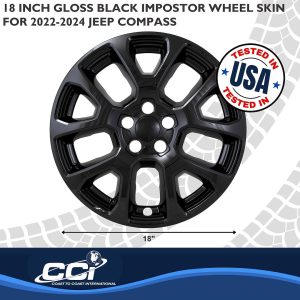 Coast to Coast Wheel Skin, Impostor ®, 18 Inch, 10 Spokes, Snap-On, Painted, Gloss Black, ABS Plastic, Not Compatible with Steel Wheels – IMP507BLK
