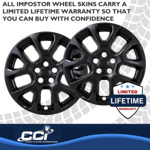 Coast to Coast Wheel Skin, Impostor ®, 18 Inch, 10 Spokes, Snap-On, Painted, Gloss Black, ABS Plastic, Not Compatible with Steel Wheels – IMP507BLK