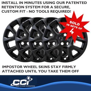 Coast to Coast Wheel Skin, Impostor ®, 18 Inch, 10 Spokes, Snap-On, Painted, Gloss Black, ABS Plastic, Not Compatible with Steel Wheels – IMP507BLK
