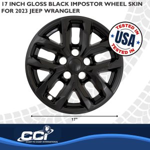 Coast to Coast Wheel Skin, Impostor ®, 17 Inch, 10 Spokes, Snap-On, Painted, Gloss Black, ABS Plastic, Not Compatible with Steel Wheels – IMP508BLK