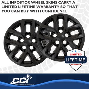 Coast to Coast Wheel Skin, Impostor ®, 17 Inch, 10 Spokes, Snap-On, Painted, Gloss Black, ABS Plastic, Not Compatible with Steel Wheels – IMP508BLK