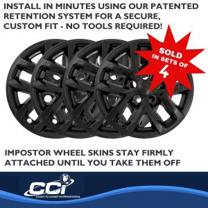 Coast to Coast Wheel Skin, Impostor ®, 17 Inch, 10 Spokes, Snap-On, Painted, Gloss Black, ABS Plastic, Not Compatible with Steel Wheels – IMP508BLK