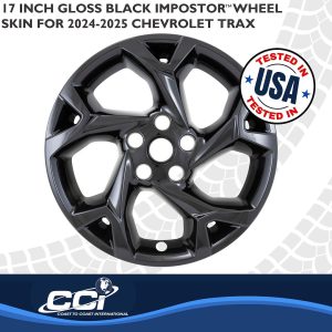 Coast to Coast Wheel Skin, Impostor ®, 17 Inch, 5 Y Spokes, Snap-On, Painted, Gloss Black, ABS Plastic, Not Compatible with Steel Wheels – IMP509BLK