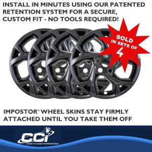 Coast to Coast Wheel Skin, Impostor ®, 17 Inch, 5 Y Spokes, Snap-On, Painted, Gloss Black, ABS Plastic, Not Compatible with Steel Wheels – IMP509BLK