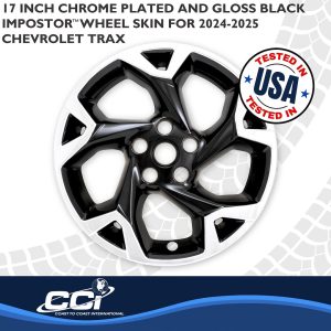 Coast to Coast Wheel Skin, Impostor ®, 17 Inch, 5 Y Spokes, Snap-On, Chrome Plated/ Painted, Gloss Black, ABS Plastic – IMP509XBLK