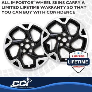Coast to Coast Wheel Skin, Impostor ®, 17 Inch, 5 Y Spokes, Snap-On, Chrome Plated/ Painted, Gloss Black, ABS Plastic – IMP509XBLK