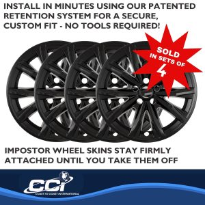 Coast to Coast Wheel Skin, Impostor ®, 18 Inch, 10 Spokes, Snap-On, Painted, Gloss Black, ABS Plastic, Not Compatible with Steel Wheels – IMP510BLK