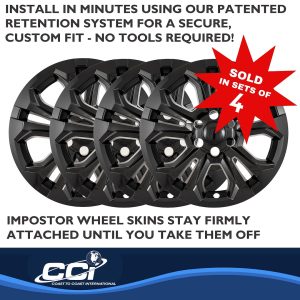 Coast to Coast Wheel Skin, Impostor ®, 20 Inch, 10 Spokes, Snap-On, Painted, Gloss Black, ABS Plastic, Not Compatible with Steel Wheels – IMP511BLK
