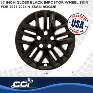 Coast to Coast Wheel Skin, Impostor ®, 17 Inch, 15 Spokes, Snap-On, Painted, Gloss Black, ABS Plastic, Not Compatible with Steel Wheels – IMP512BLK