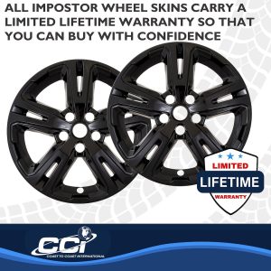 Coast to Coast Wheel Skin, Impostor ®, 17 Inch, 5 Double Spokes, Snap-On, Painted, Gloss Black, ABS Plastic, Set of 4 – IMP514BLK