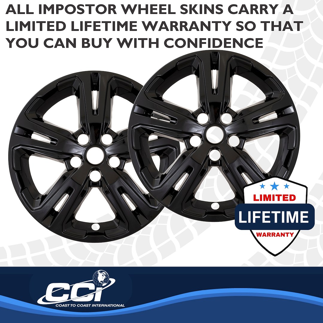 Coast to Coast Wheel Skin, Impostor ®, 17 Inch, 5 Double Spokes, Snap-On, Painted, Gloss Black, ABS Plastic, Set of 4 – IMP514BLK