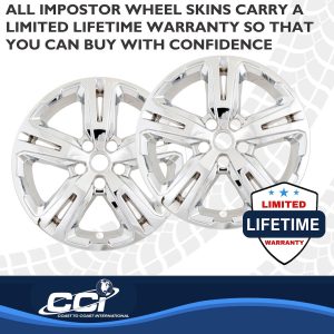 Coast to Coast Wheel Skin, Impostor ®, 17 Inch, 5 Double Spokes, Snap-On, Chrome Plated, ABS Plastic, Set of 4 – IMP514X