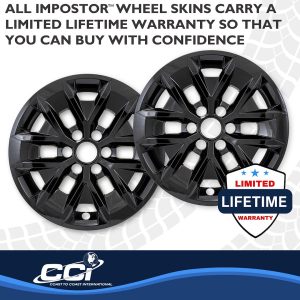Coast to Coast Wheel Skin, Impostor ®, 16 Inch, 6 Y Spokes, Snap-On, Painted, Gloss Black, ABS Plastic, Set of 4 – IMP516BLK