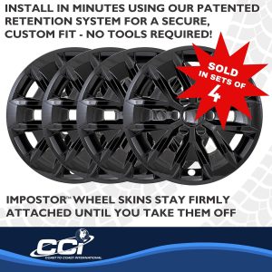 Coast to Coast Wheel Skin, Impostor ®, 16 Inch, 6 Y Spokes, Snap-On, Painted, Gloss Black, ABS Plastic, Set of 4 – IMP516BLK