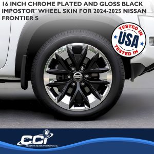 Coast to Coast Wheel Skin, Impostor ®, 16 Inch, 6 Y Spokes, Snap-On, Plated/ Painted, Silver/ Gloss Black, ABS Plastic, Set of 4 – IMP516XB