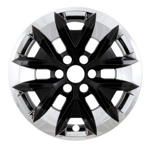 Coast to Coast Wheel Skin, Impostor ®, 16 Inch, 6 Y Spokes, Snap-On, Plated/ Painted, Silver/ Gloss Black, ABS Plastic, Set of 4 – IMP516XB