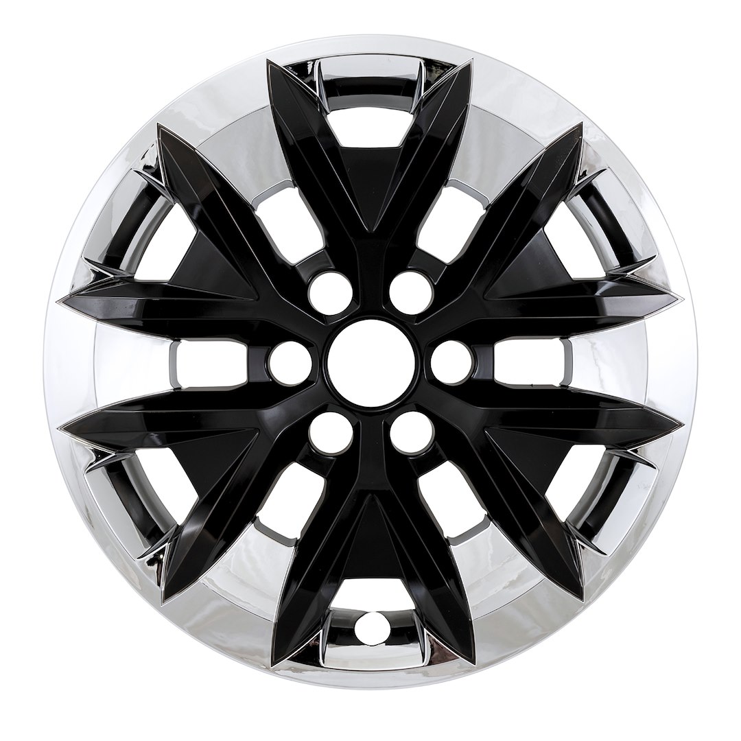Coast to Coast Wheel Skin, Impostor ®, 16 Inch, 6 Y Spokes, Snap-On, Plated/ Painted, Silver/ Gloss Black, ABS Plastic, Set of 4 – IMP516XB