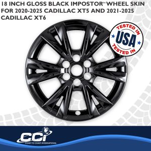 Coast to Coast Wheel Skin, Impostor ®, 18 Inch, 6V Spokes, Snap-On, Painted, Gloss Black, ABS Plastic, Not Compatible with Steel Wheels – IMP518BLK