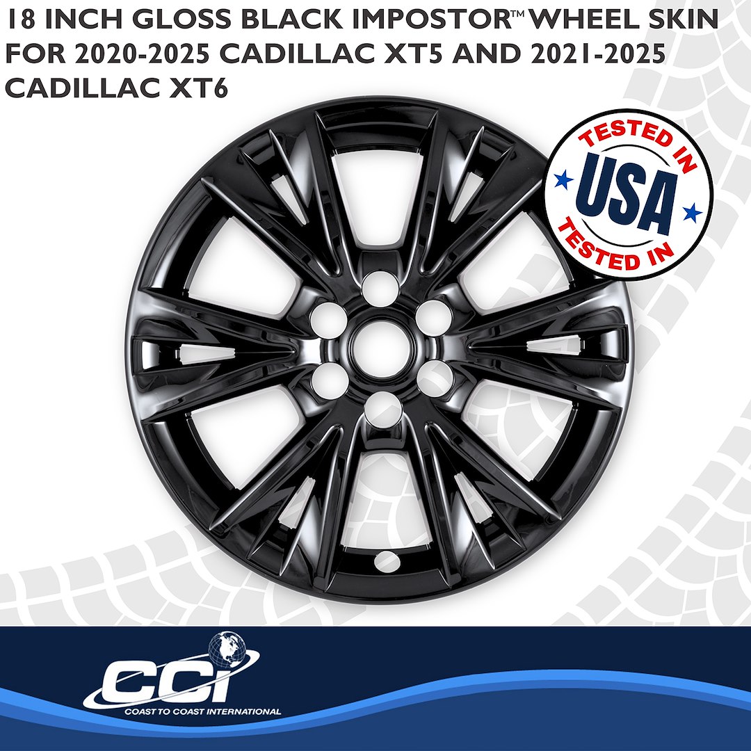 Coast to Coast Wheel Skin, Impostor ®, 18 Inch, 6V Spokes, Snap-On, Painted, Gloss Black, ABS Plastic, Not Compatible with Steel Wheels – IMP518BLK